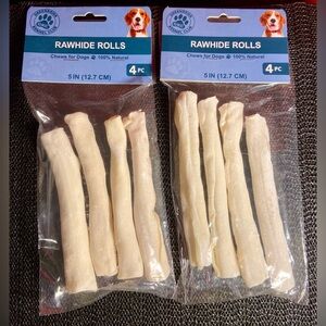 Rawhide Rolls 4pc Natural 5in Dog Chews 2 Pack